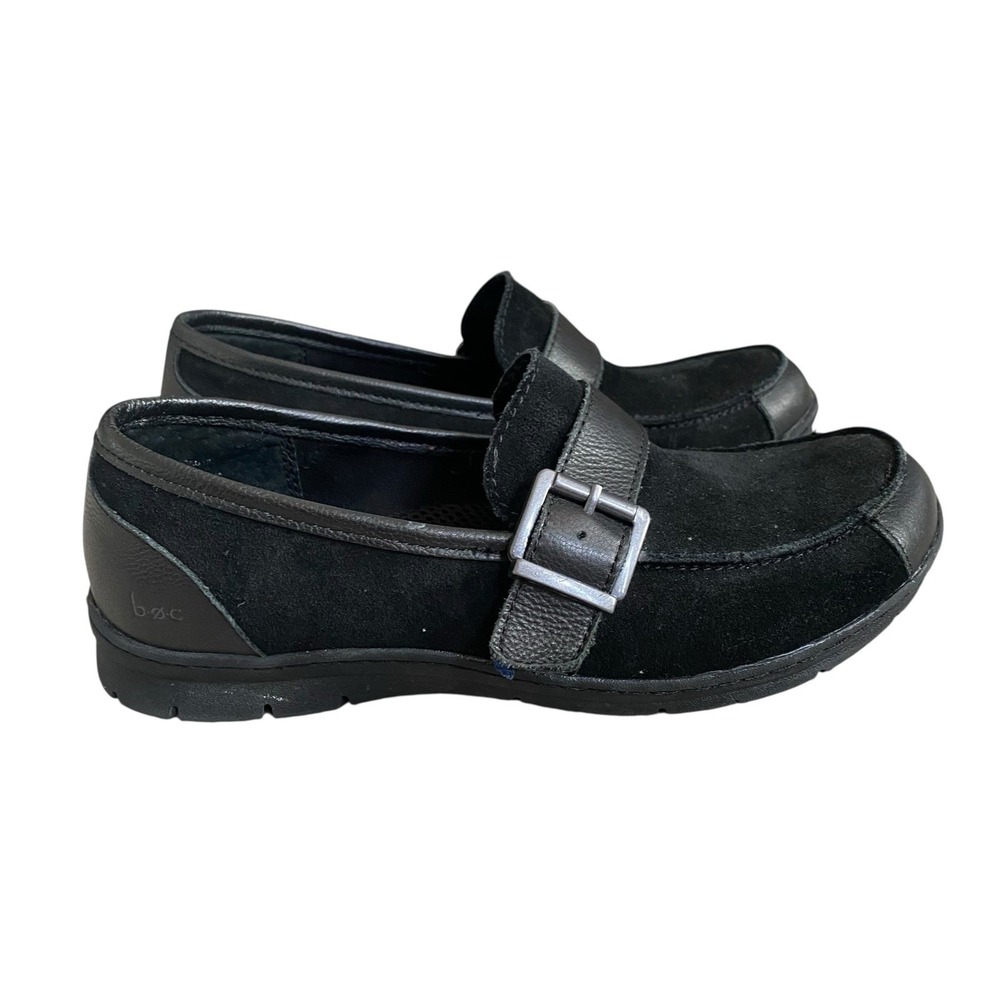Born Black Suede Loafer Women 8.5 EU 39 Buckle Slip On Flat Comfort Casual